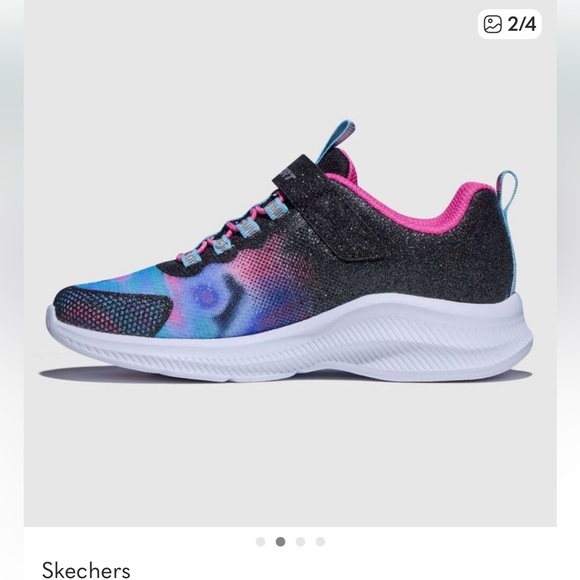 NWT S Sport by Skechers Kids' Cora Glitter Sneakers Black Size 1 - Picture 3 of 9